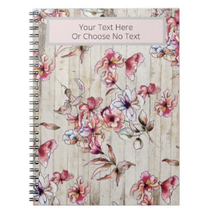 Caderno Espiral Flores Florais Fora de Cores Aquáticas Russas