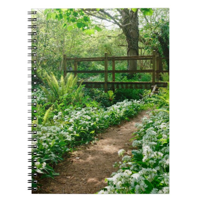 Caderno Espiral Flores | Flores brancas na floresta (Frente)