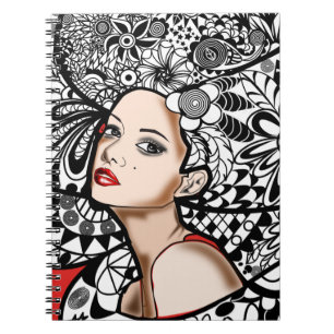 Caderno Espiral Flores Hair Girl