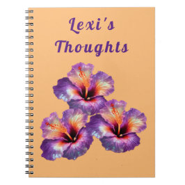 Caderno Espiral Flores Holográficas Iridescentes de Hibisco