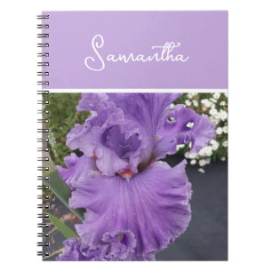 Caderno Espiral Flores Íris Lavandas Roxas Apron Lilac