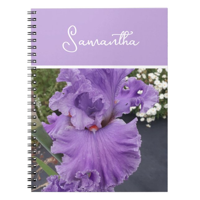 Caderno Espiral Flores Íris Lavandas Roxas Apron Lilac (Frente)