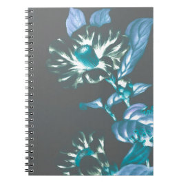 Caderno Espiral Flores Japonesas - Cinzas Teal Taupe
