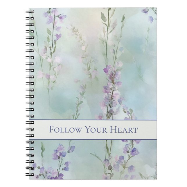 Caderno Espiral Flores Lavanda Bonitas Românticas   (Frente)