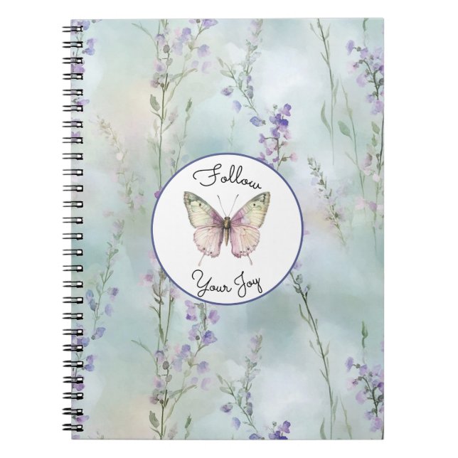 Caderno Espiral Flores Lavanda Românticas e Bonitas (Frente)