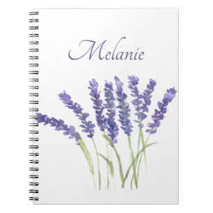 Caderno Espiral Flores lavandas Plantas Púrpuras Herbáceas Aquarel