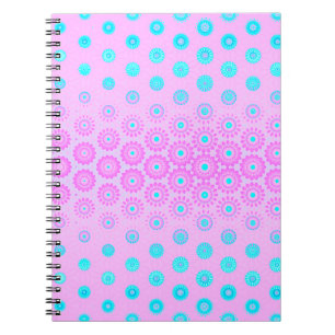 Caderno Espiral Flores Lilás, Azul-Céu e Rosa