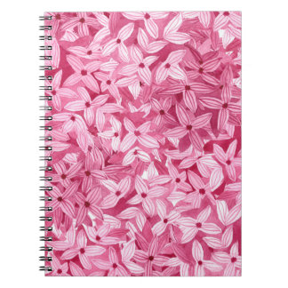 Caderno Espiral Flores lilases de aquarelas: fundo floral rosa
