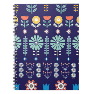 Caderno Espiral Flores lineares escandinavas, motivo de verão