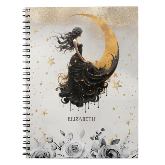 Caderno Espiral Flores Lunares Celestiais, Estrelas (Frente)