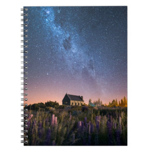 Caderno Espiral Flores   Lupines Blooming Lake Tekapo Nova Zelândi