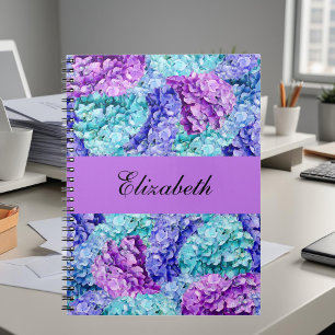 Caderno Espiral Flores magníficas de hidrangea, personalizáveis