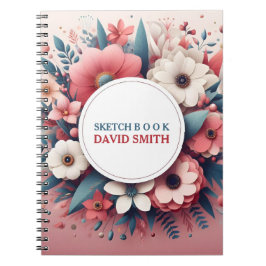 Caderno Espiral Flores minimalistas modernas personalizadas Cadern