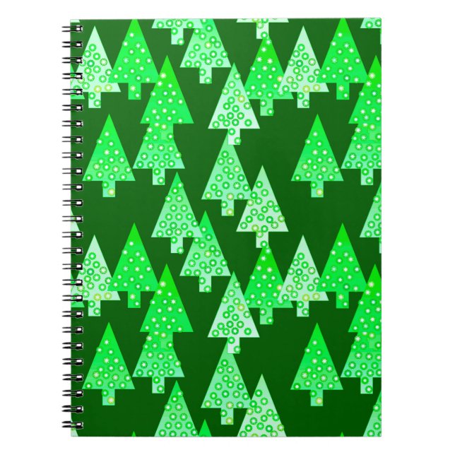 Caderno Espiral Flores modernas árvores de Natal - Pinho verde (Frente)