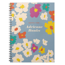 Caderno Espiral Flores Modernas Coloridas Personalizadas