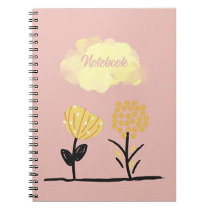 Caderno Espiral Flores Negras Amarelas Poster Spiral