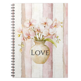Caderno Espiral Flores Orquídeas Rosa