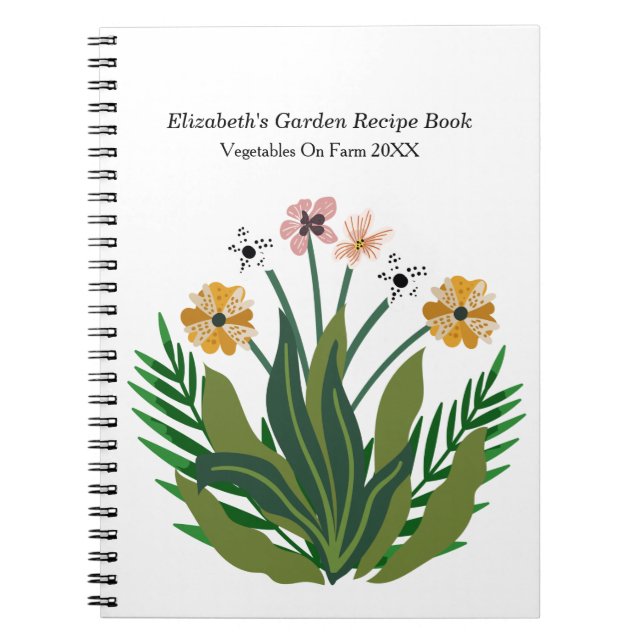 Caderno Espiral Flores Personalização Floral do Buquê de Aquarela (Frente)