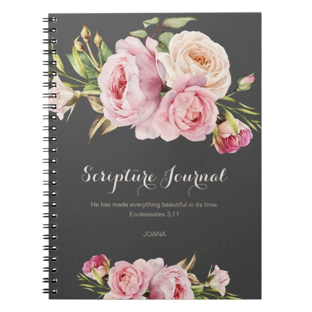 Caderno Espiral Flores personalizadas da aguarela do Diário da (Frente)