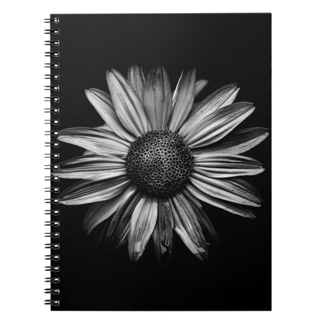 Caderno Espiral Flores Pretas E Brancas 18 (Frente)