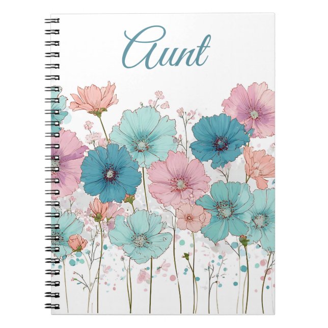 Caderno Espiral Flores Primaveris Vintage para Tia (Frente)