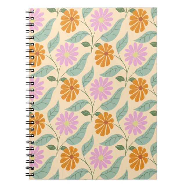 Caderno Espiral Flores retro da primavera (Frente)