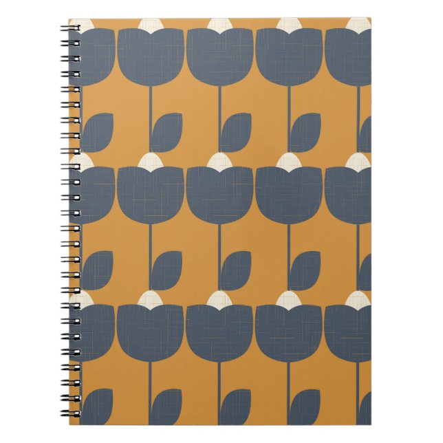 Caderno Espiral Flores Retro Modernas: Geométrica Escandinava. (Frente)