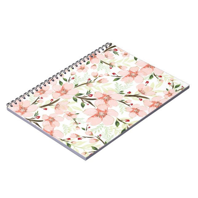 Caderno Espiral Flores rosa (Left Side)