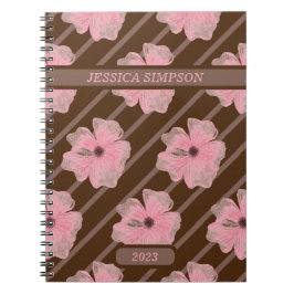 Caderno Espiral Flores Rosa E Blocos De Notebook Personalizado