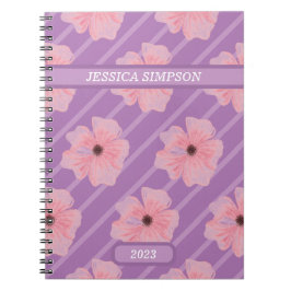 Caderno Espiral Flores Rosa E Blocos De Notebook Personalizado