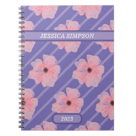 Caderno Espiral Flores Rosa E Blocos De Notebook Personalizado