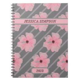 Caderno Espiral Flores Rosa E Blocos De Notebook Personalizado