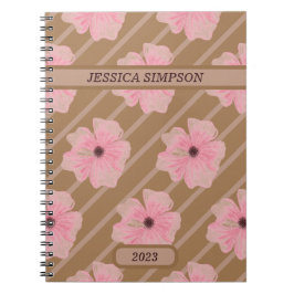 Caderno Espiral Flores Rosa E Blocos De Notebook Personalizado
