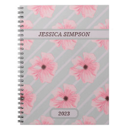 Caderno Espiral Flores Rosa E Blocos De Notebook Personalizado