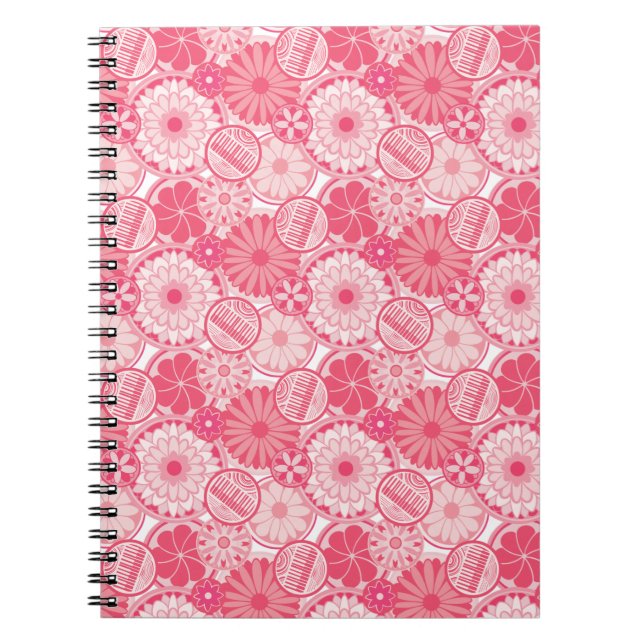 Caderno Espiral Flores rosa e Pianos (Frente)