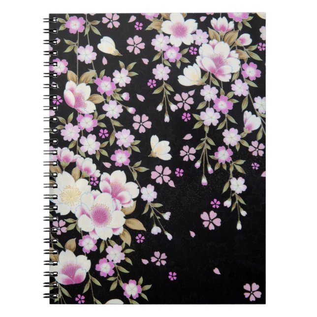 Caderno Espiral Flores Rosa em Cascata Faltadas (Frente)