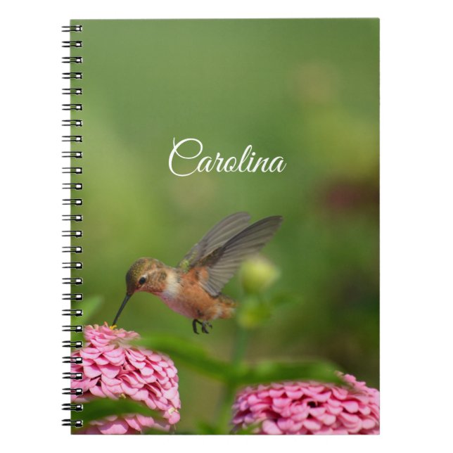 Caderno Espiral Flores Rosa-Hummingbird (Frente)