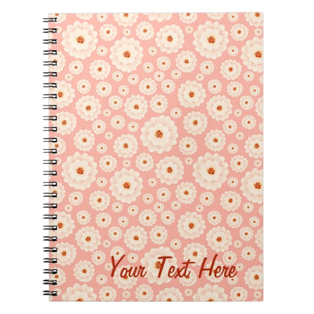 Caderno Espiral Flores Rosa Pequenas em Pó (Frente)