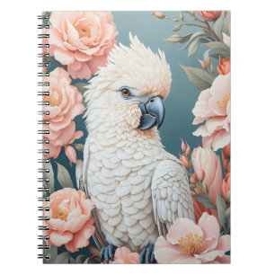 Caderno Espiral Flores Rosa Suaves De Cockatoo De Papagaio Moles