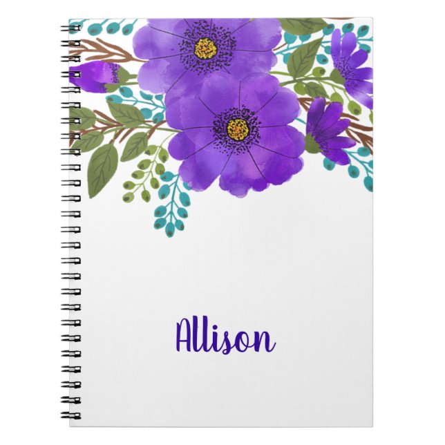 Caderno Espiral Flores Roxas (Frente)