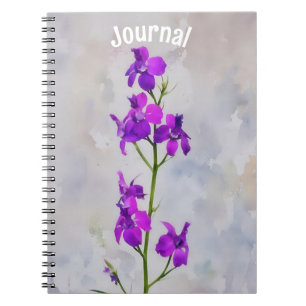Caderno Espiral Flores Roxas Altas Personalizam o Diário