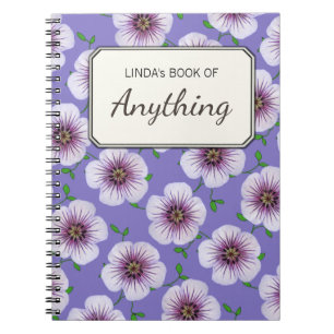 Caderno Espiral Flores roxas botânicas em alguma cor personalizada
