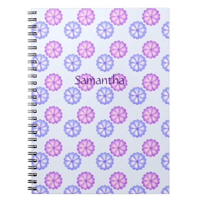 Caderno Espiral Flores Roxas E Azuis (Frente)