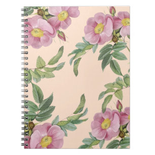 Caderno Espiral flores roxas rosa