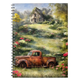 Caderno Espiral flores ruidosas de carro vintage giro 2