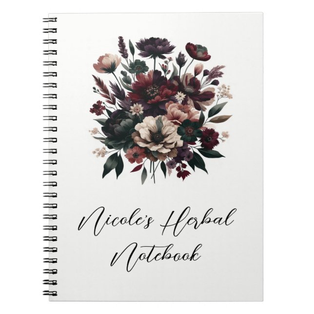 Caderno Espiral Flores Rústicas e Sofisticadas para Casamento Boêm (Frente)