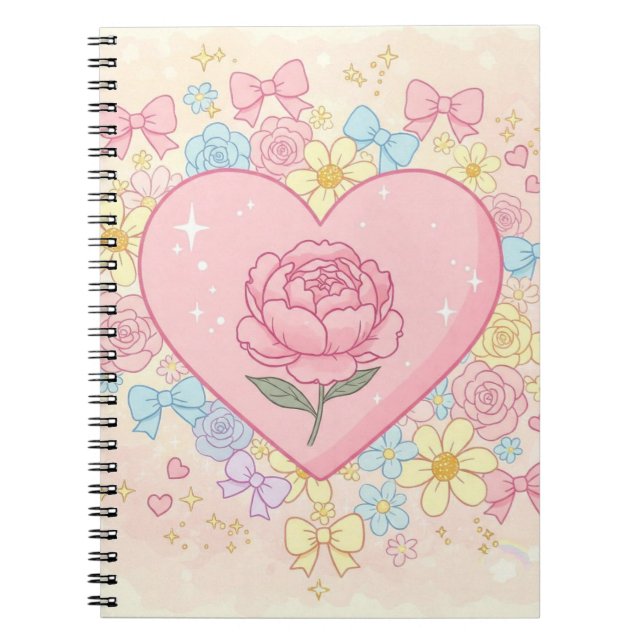 Caderno Espiral Flores Saindo no Coração... por Natasha Us (Frente)