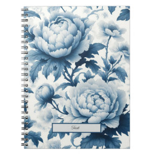 Caderno Espiral Flores Selvagens de Chinoserie Azul