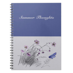 Caderno Espiral Flores selvagens e borboletas