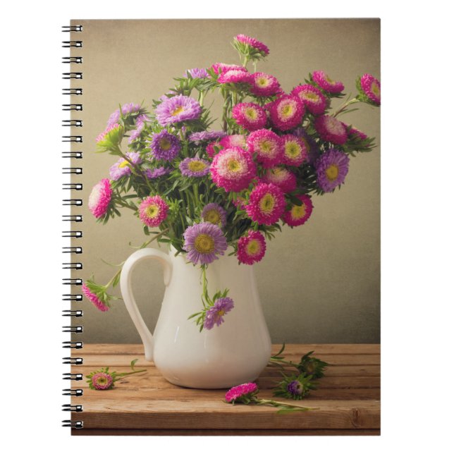 Caderno Espiral Flores Selvagens em um Livro de Nota Vase (Frente)